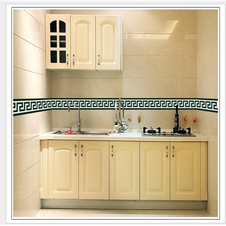 Decal dán kính ngang sọc xanh đậm hoa văn