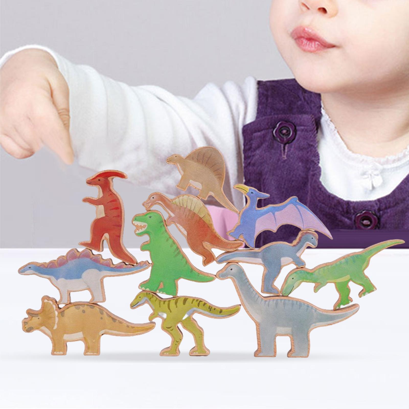 Classic Wooden Blocks Dinosaur Toys Preschool Game for Toddler Girls Boys