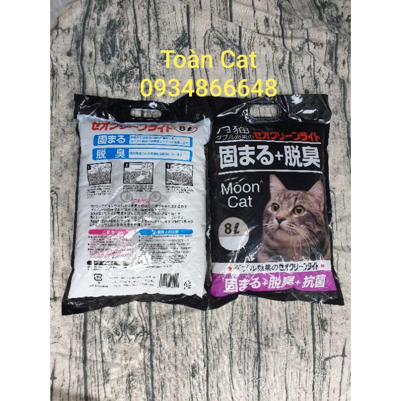 Cát vệ sinh mèo Nhật Đen 8l - In chữ MOON CAT + Mèo in mờ mặt sau