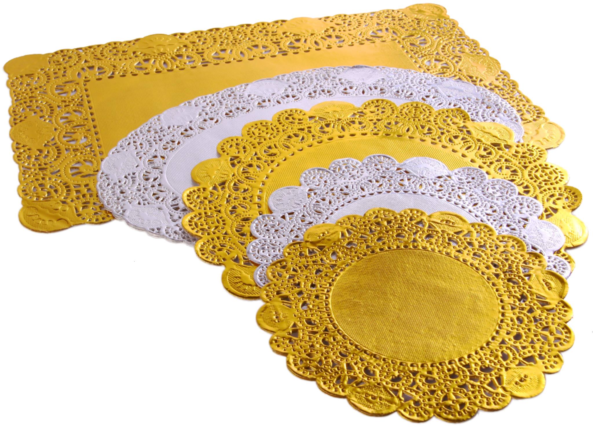Giấy lót viền hoa tròn màu váng size 10 inch ~26cm (250 tờ/xấp)
