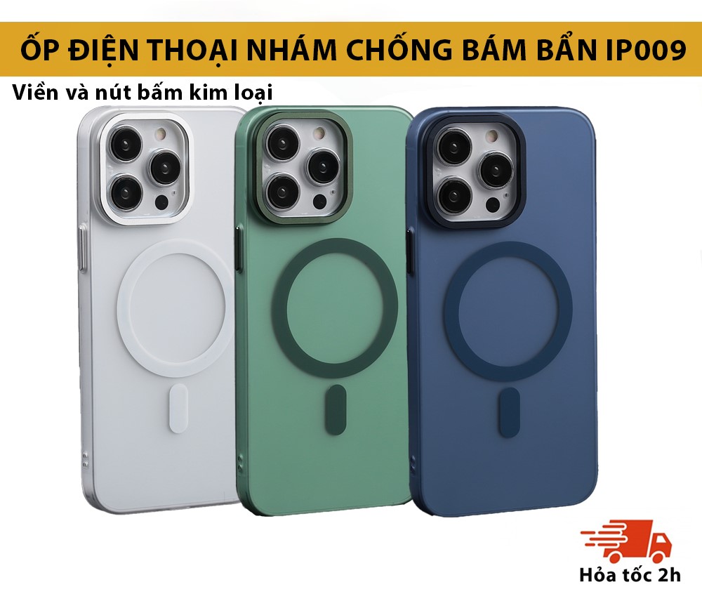 ỐP CASE điện thoại nhám chống bám bẩn hỗ trợ sạc không dây viền camera và nút bấm kim loại sang trọng KOLEAD IP009-HÀNG NHẬP KHẨU