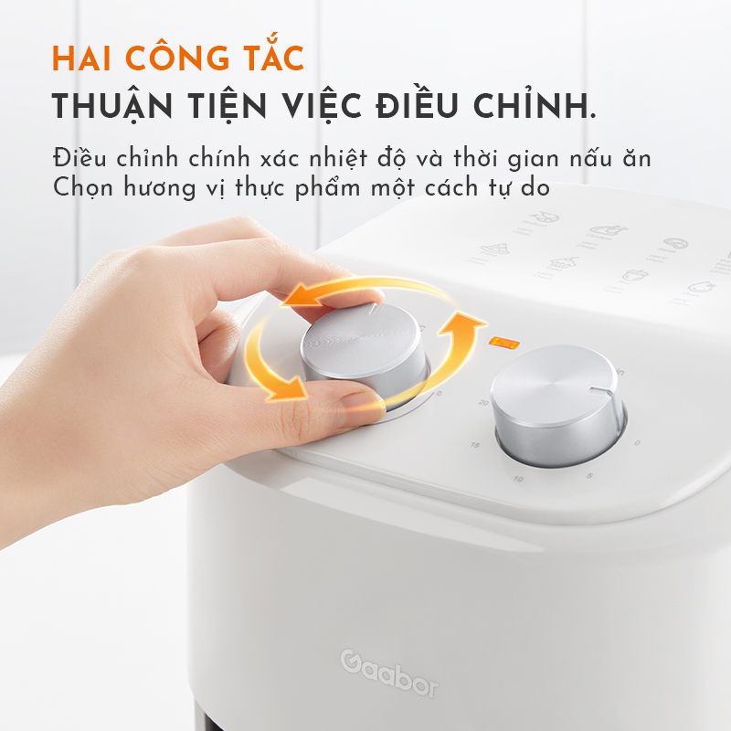 Nồi chiên không dầu GAABOR GA-M4A01 dung tích 4L công suất 1200W điều khiển cơ học - Hàng chính hãng