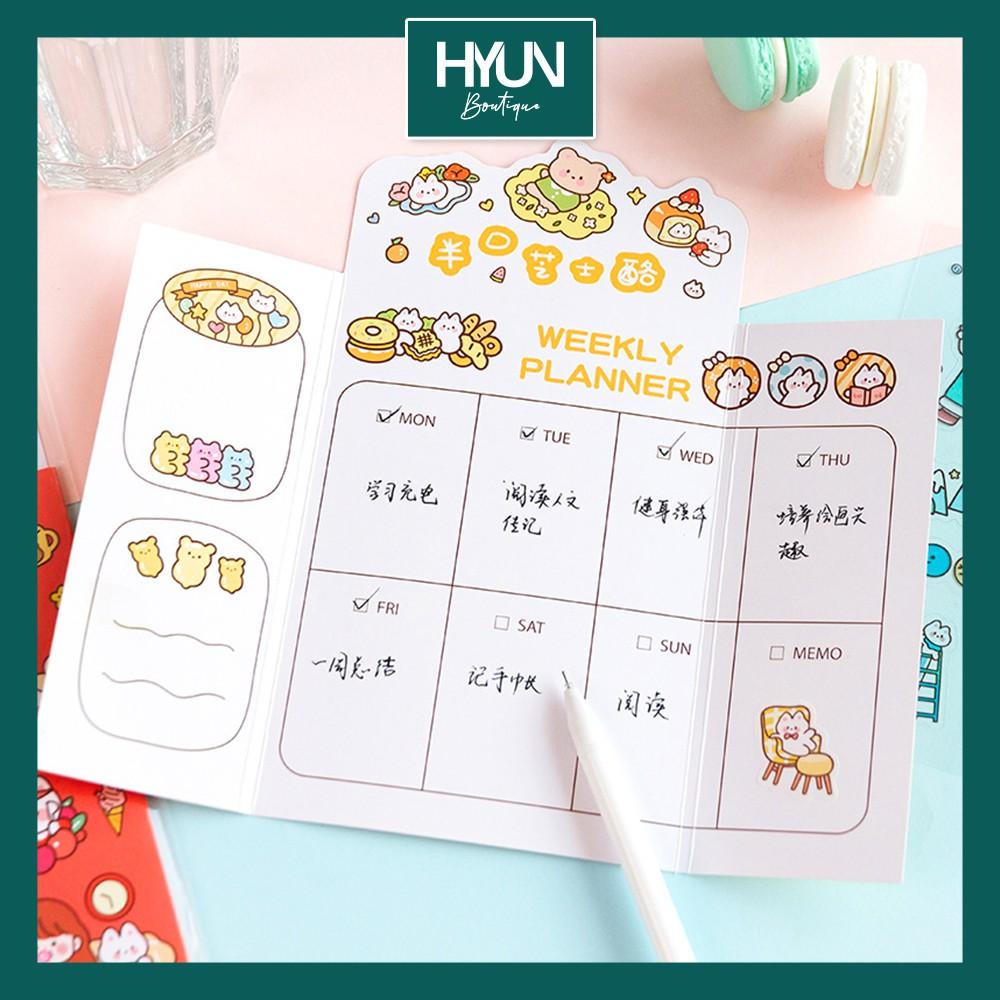 SET 10 tờ Sticker dán PVC và Washi Hyun Boutique Trang trí sổ tay Bullet Journal DIY