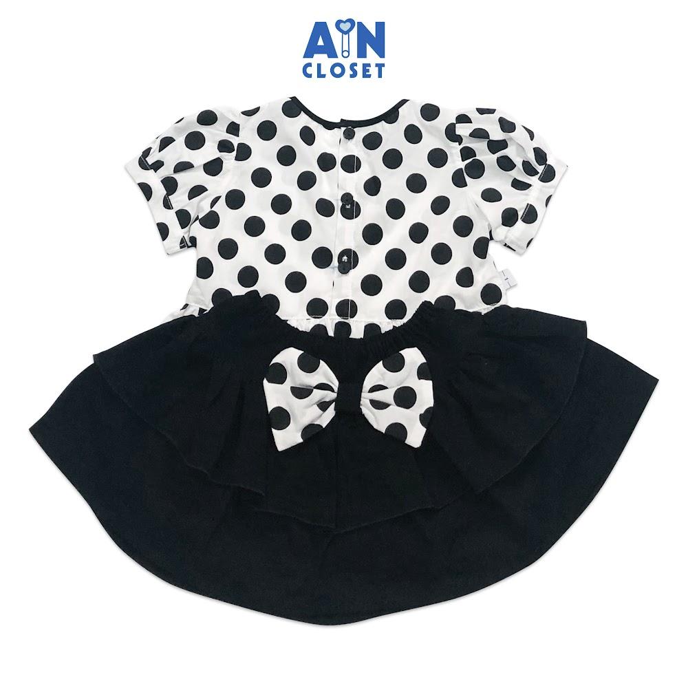 Bộ áo váy ngắn bé gái họa tiết Bi đen 2 tầng cotton - AICDBGIKCE59 - AIN Closet