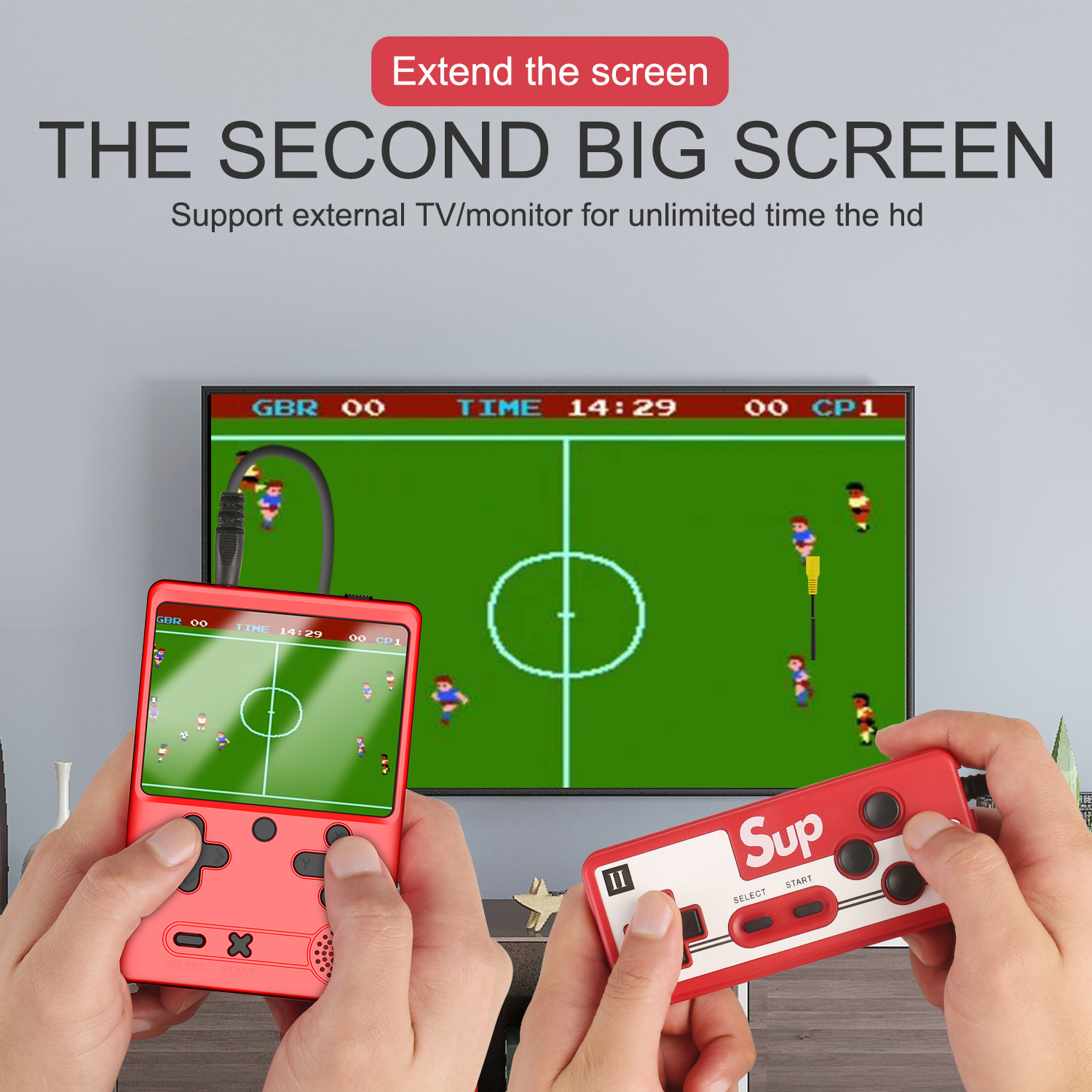 Máy chơi game cầm tay mini M6 với 500 game cononsole kết nối TV, game điện tử 4 nút mini sup500