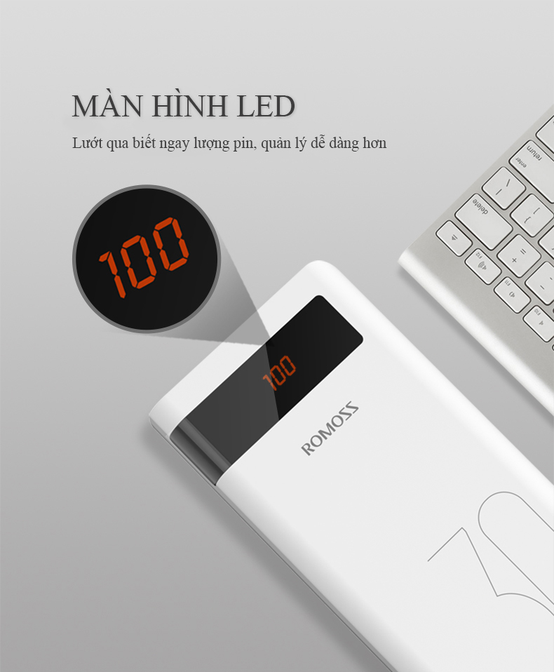 Pin sạc dự phòng dung lượng lớn 30000mAh Romoss Sense 8P - Hàng nhập khẩu