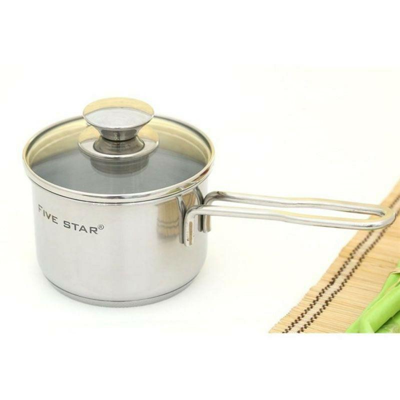 Nồi nấu bột - quánh nấu bột inõ 3 đáy chống dính Fives inox 12cm,14cm