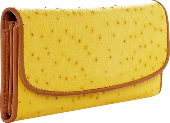 Ví Nữ Da Đà Điểu 3 Gấp Huy Hoàng HT3404 (19 x 10.5 cm) - Vàng