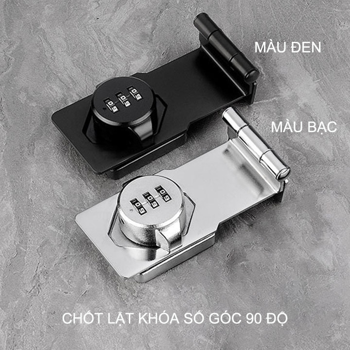 Khóa số kiểu lật góc 90 độ cho hòm tủ, ngăng kéo bàn, cửa các loại, bằng thép mạ chống gỉ