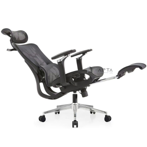 Ghế công thái học Ergonomic chống gù CR4335-M Nội thất Capta Ghế văn phòng công thái học lưng lưới nệm lưới đen có gác chân giá đỡ cột sống tựa đầu lưng ghế nệm ghế tay điều chỉnh được chân ghế thép mạ chrome hcm