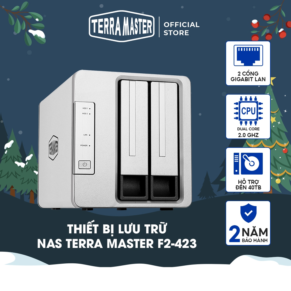 Thiết bị lưu trữ mạng NAS TerraMaster F2-423 - 2 khay ổ cứng Hàng chính hãng