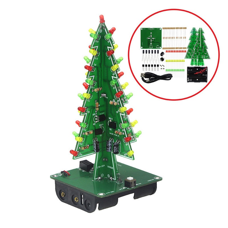 Cây Thông Noel Bảng Mạch Đèn LED PCB 7 Màu Tự Lắp Ráp