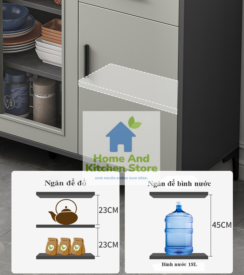 Tủ bếp - tủ trà thông minh tích hợp ĐUN NƯỚC TỰ ĐỘNG giúp thuận tiện khi pha trà, tủ trà di động kèm bếp đun nước