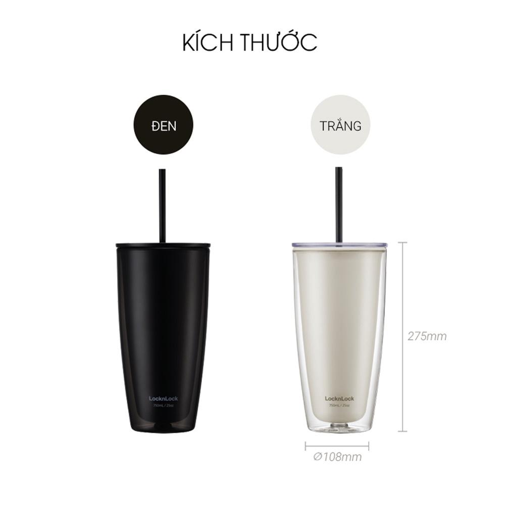 Ly nhựa 2 Lớp Lock&Lock 750ml HAP507 - Hàng chính hãng kèm ống hút và cọ rửa - Hapos