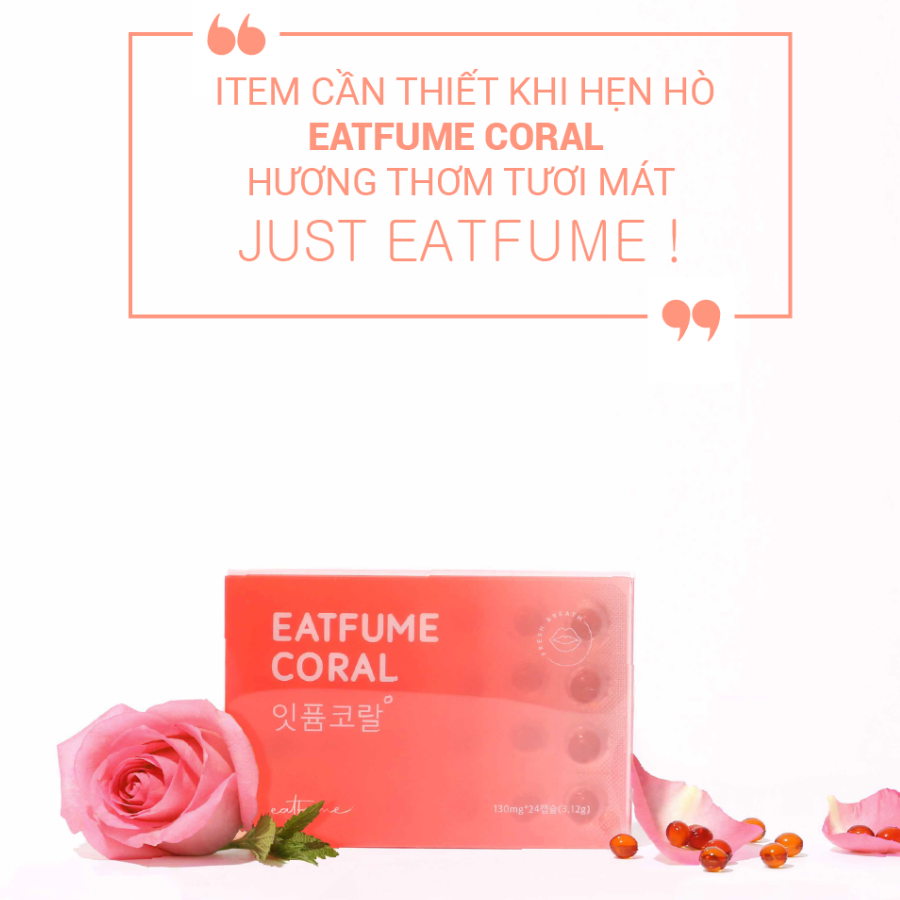 Kẹo thơm miệng hương hoa hồng Eatfume Coral chăm sóc hơi thở 24 viên / vỉ