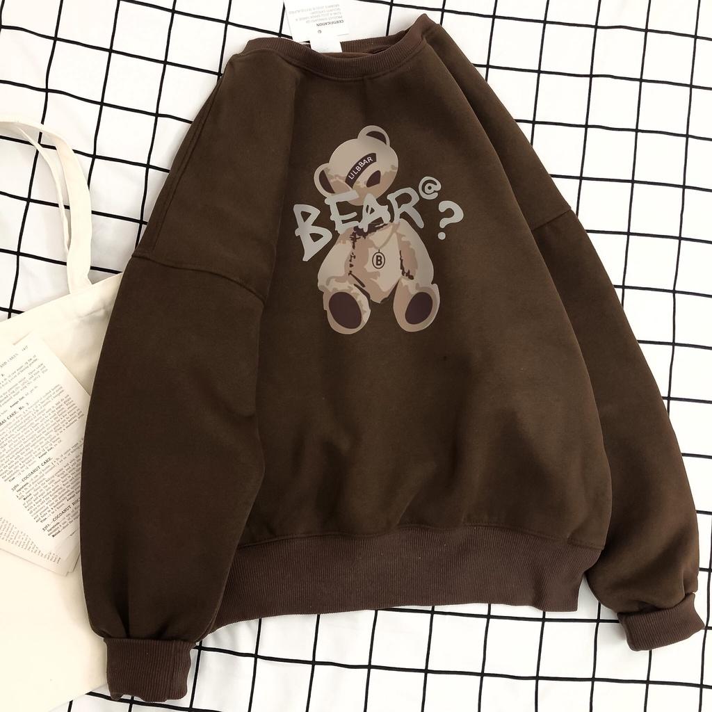 Áo Sweater lót lông nam nữ MEANSTORE nỉ oversize Unisex form rộng Ulzzang Hàn Quốc chất mềm mịn - Nâu 5296