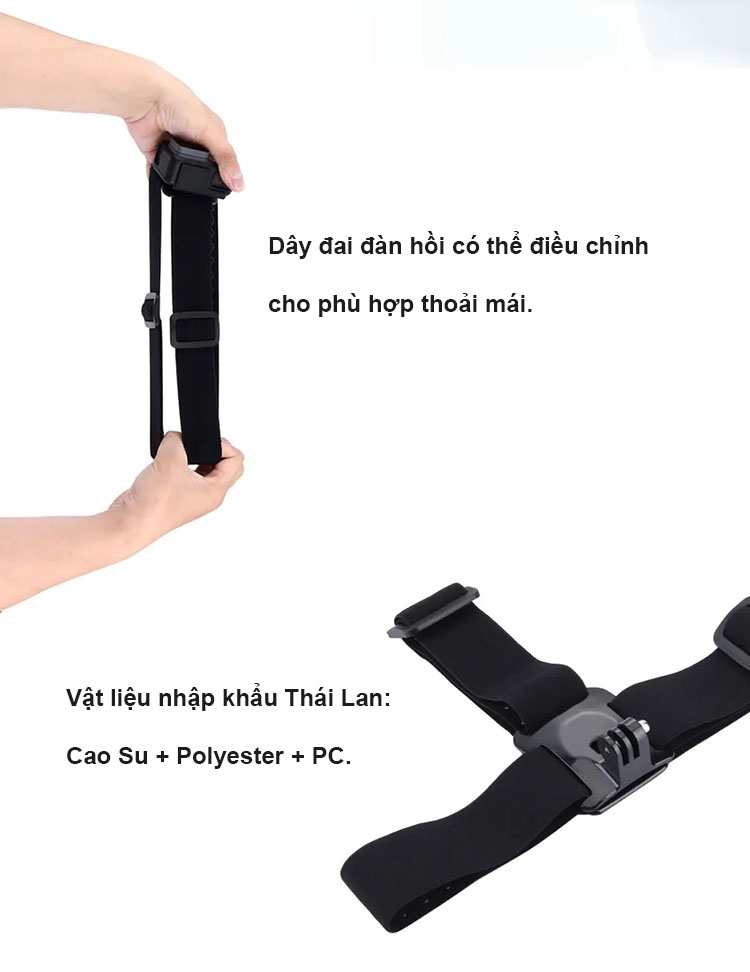 Dây đeo đầu có thể điều chỉnh đai đàn hồi dành cho máy quay hành động Puluz PU24, hàng chính hãng