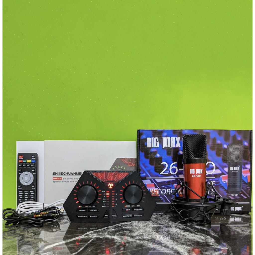 Trọn bộ micro Big Max 26 + Soundcard MAX 730 hát karaoke, thu âm chuyên nghiệp,livestream, chuẩn phòng thu