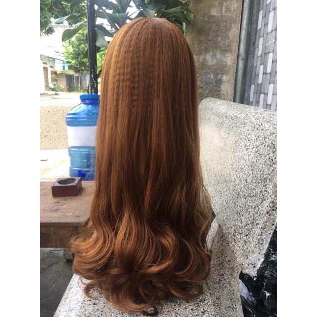 Tóc giả nữ nguyên đầu - Tóc giả nguyên đầu xoăn bấm phồng chân tóc