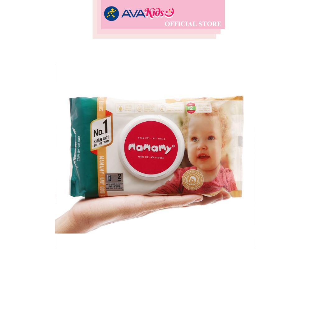 Combo 2 khăn ướt Mamamy chống hăm và rôm sảy không mùi gói 100 miếng