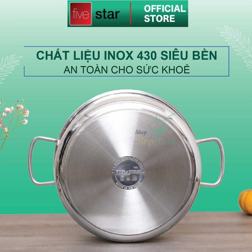 Nồi inox 430 cao cấp Fivestar 3 đáy từ ( 18cm/ 24cm / 26cm / 28cm ) , dùng được mọi bếp