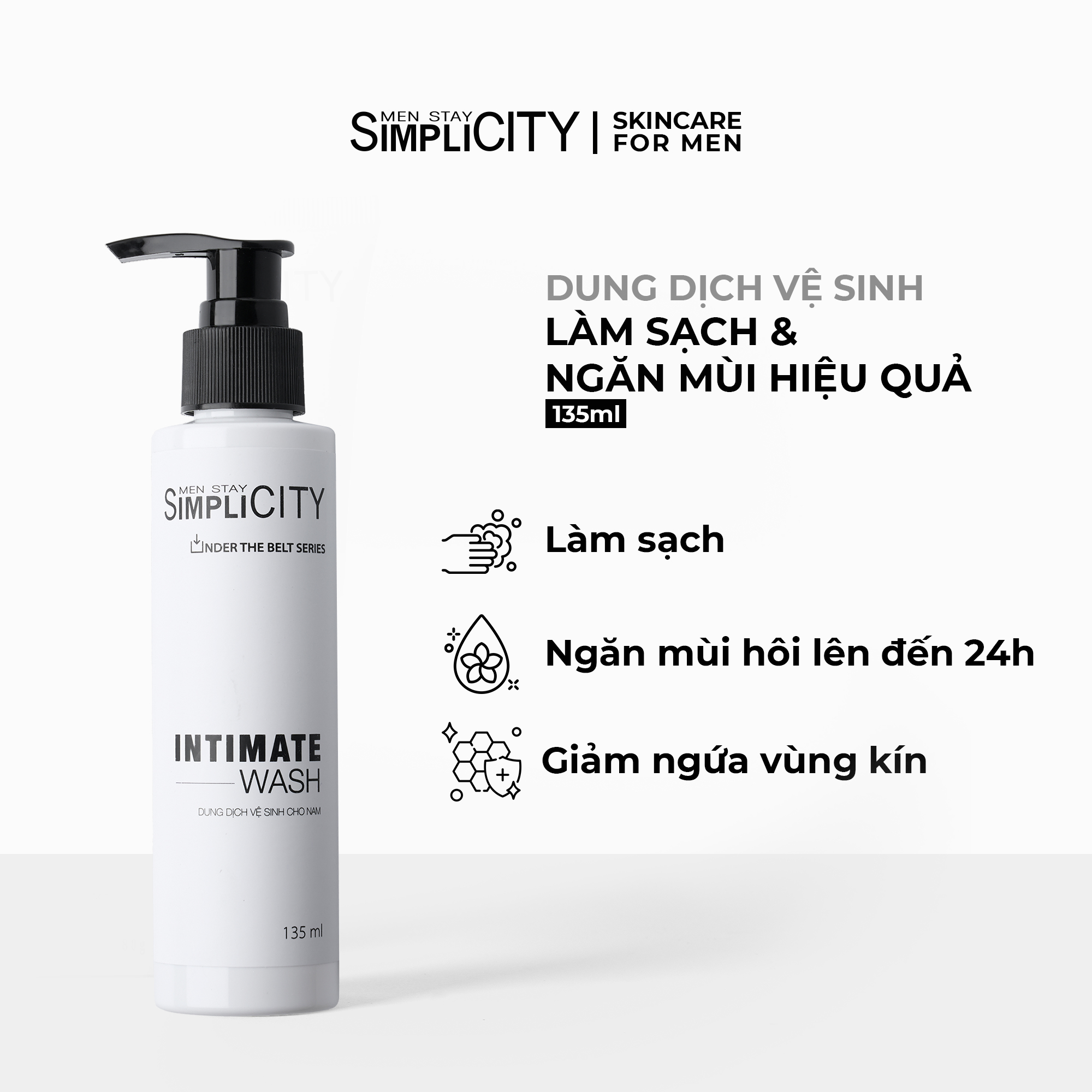 Bộ đôi tắm sạch toàn thân Men Stay Simplicity: Sữa tắm tinh dầu cao cấp 500ml và Dung dịch vệ sinh nam làm sạch & ngăn mùi 135ml