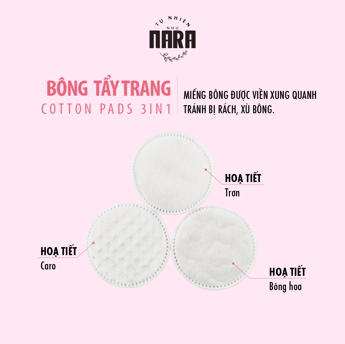 Bông tẩy trang Nara 210 miếng 3in1