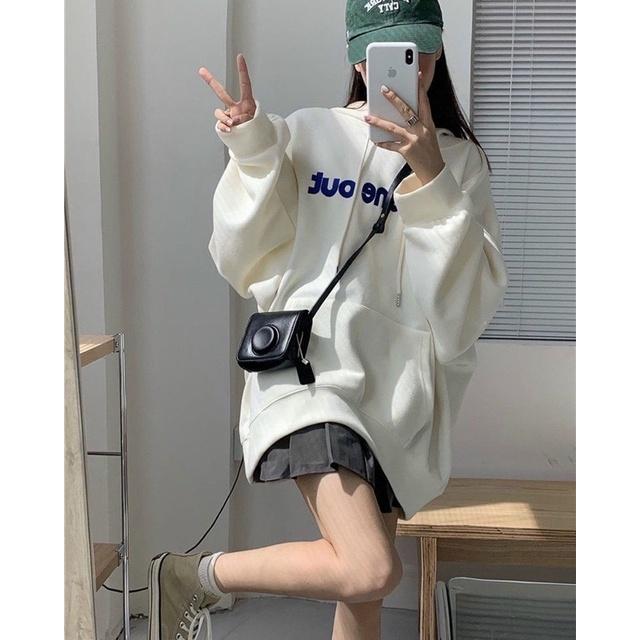 Áo hoodie nữ form rộng dài thu đông unisex Ulzzang 2021