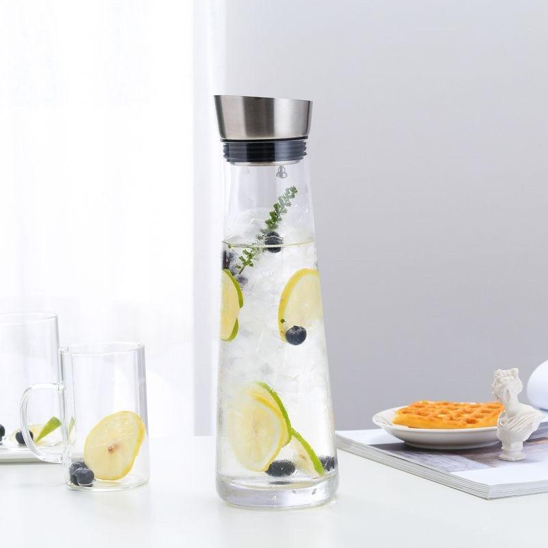 Bình Detox đựng nước Thuỷ tinh cao cấp Dáng Cao 1-1.4L. Bình nước để tủ lạnh
