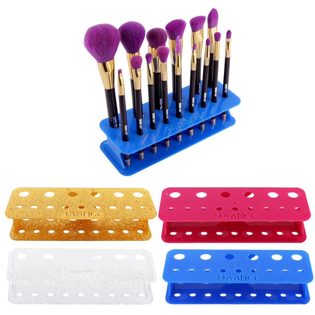 Cosmetic 15 Holes Acrylic Makeup Brush Holder Drying Rack Stand Brushes Display Organizer Dryer Shelf 4 Colors