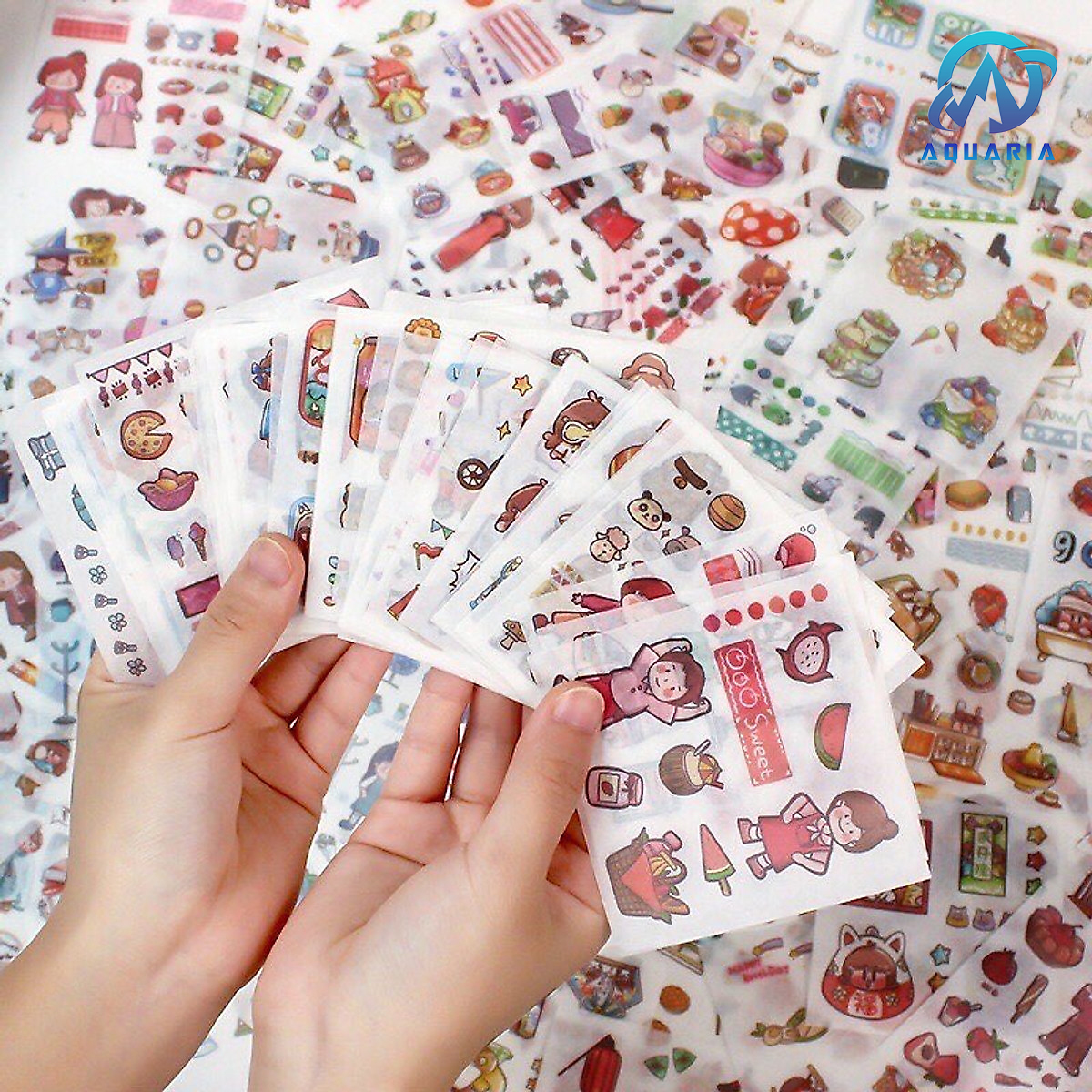 Set 100 Tấm Sticker Xinh Dễ Thương Hình Dán Cute Stickers Trang Trí Sổ Tay Dán Mũ Bảo Hiểm Điện Thoại Siêu Dễ Thương - Giao Mẫu Màu Ngẫu Nhiên