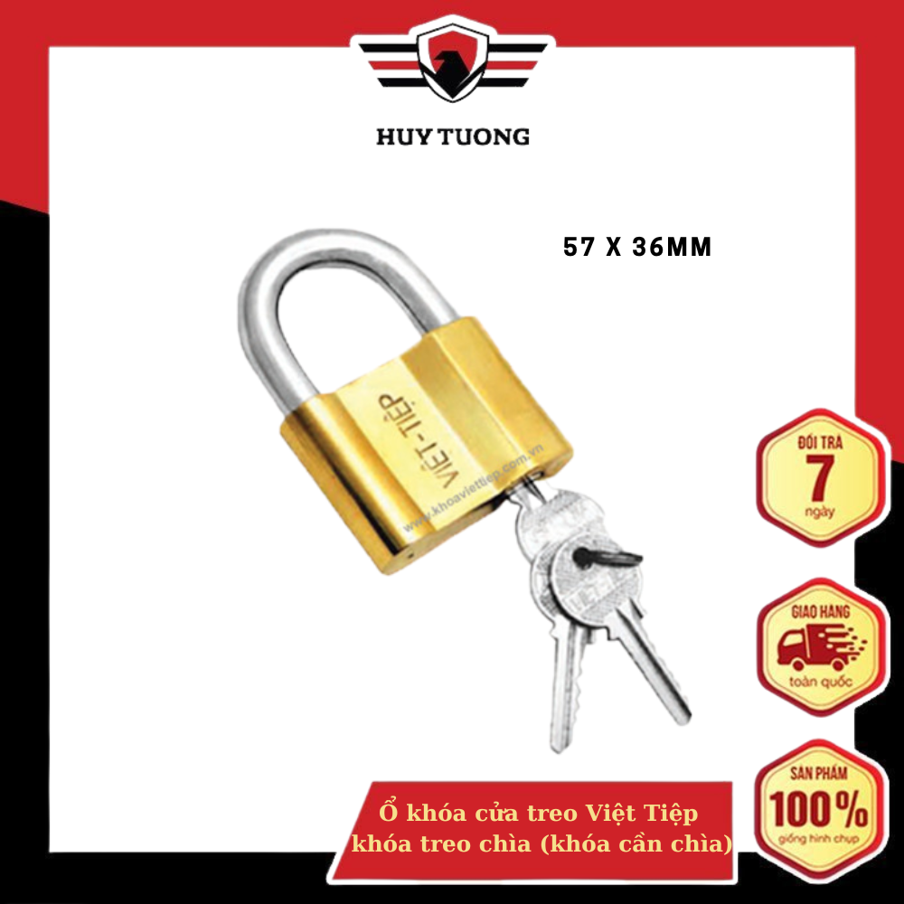 Ổ Khóa Cửa Treo Việt Tiệp Đồng Vàng - 83 X 58Mm - 0163M