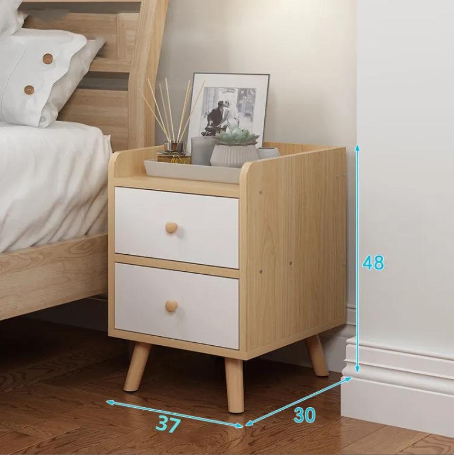 Tủ Đầu Giường 2 Ngăn Kéo Phong Cách Bắc Âu Hiện Đại Trang Trí Nội Thất Phòng Ngủ Dễ Dàng Lắp Đặt