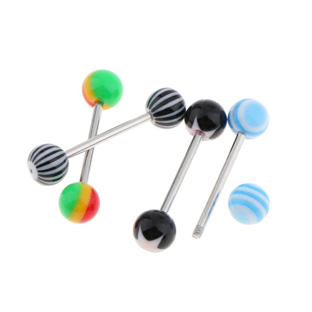 30pcs 14G Stainless Steel Acrylic Ball Barbell Bar Tongue Ring Stud Piercing