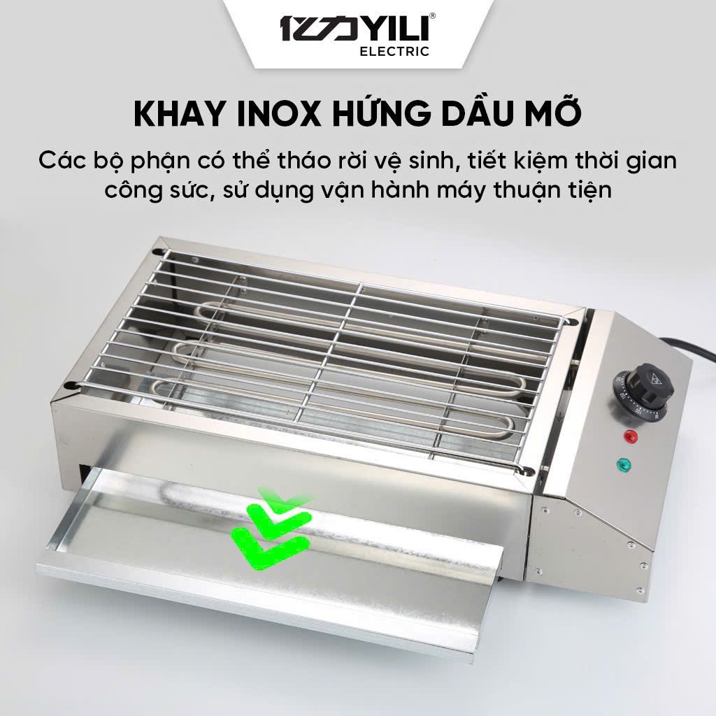 Bếp Nướng Điện Gia Đình Không Khói Công Suất 2800W, Chất Liệu Inox Cao Cấp hàng nhập khẩu