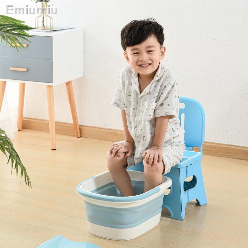 ✑❦ﺴPhim hoạt hình cho trẻ em bằng nhựa gia dụng có thể gập lại bồn ngâm chân massage có nắp