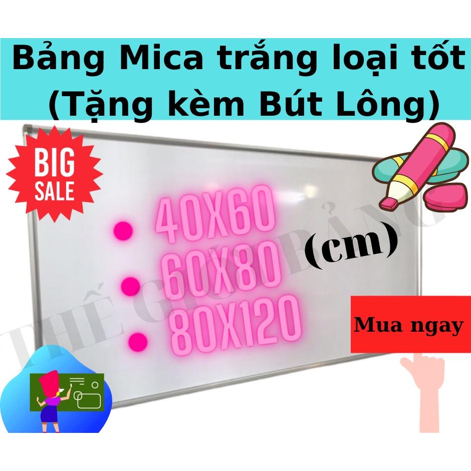 Bảng Mica trắng, viết bút lông, bảng thông báo viền Nhôm loại tốt 40x60cm