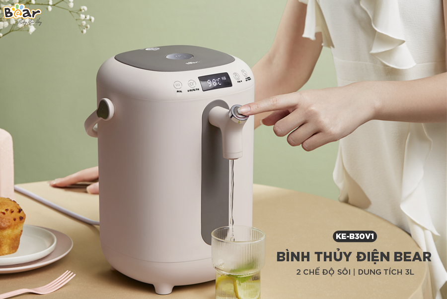 Bình Thủy Điện, Bình Giữ Nhiệt Thông Minh BEAR KE-B30V1 Khử Clo Dung Tích 3L Công Suất 1350 W - Hàng Chính Hãng