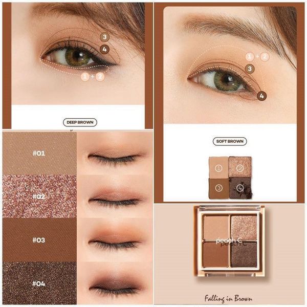 Phấn Mắt 4 Ô Peach C Falling In Eyeshadow Palette #01 Falling In Brown