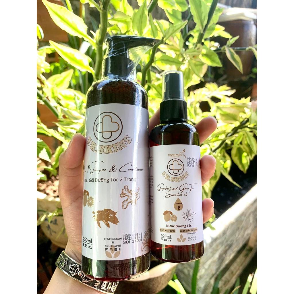 Xịt dưỡng tóc tinh dầu vỏ bưởi, trà xanh 100ml THUAN PHAT Natural Cosmetic