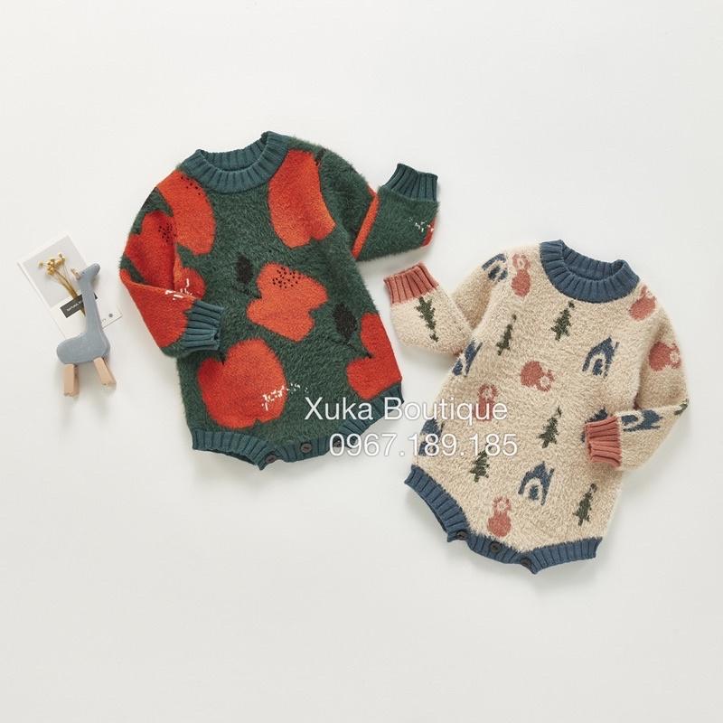 Quần Áo Trẻ Em Bodysuit Len Lông Noel Cho Bé , Body liền thân Len Lông Cho Bé Trai Bé Gái Angou Từ 5 Đến 18Kg