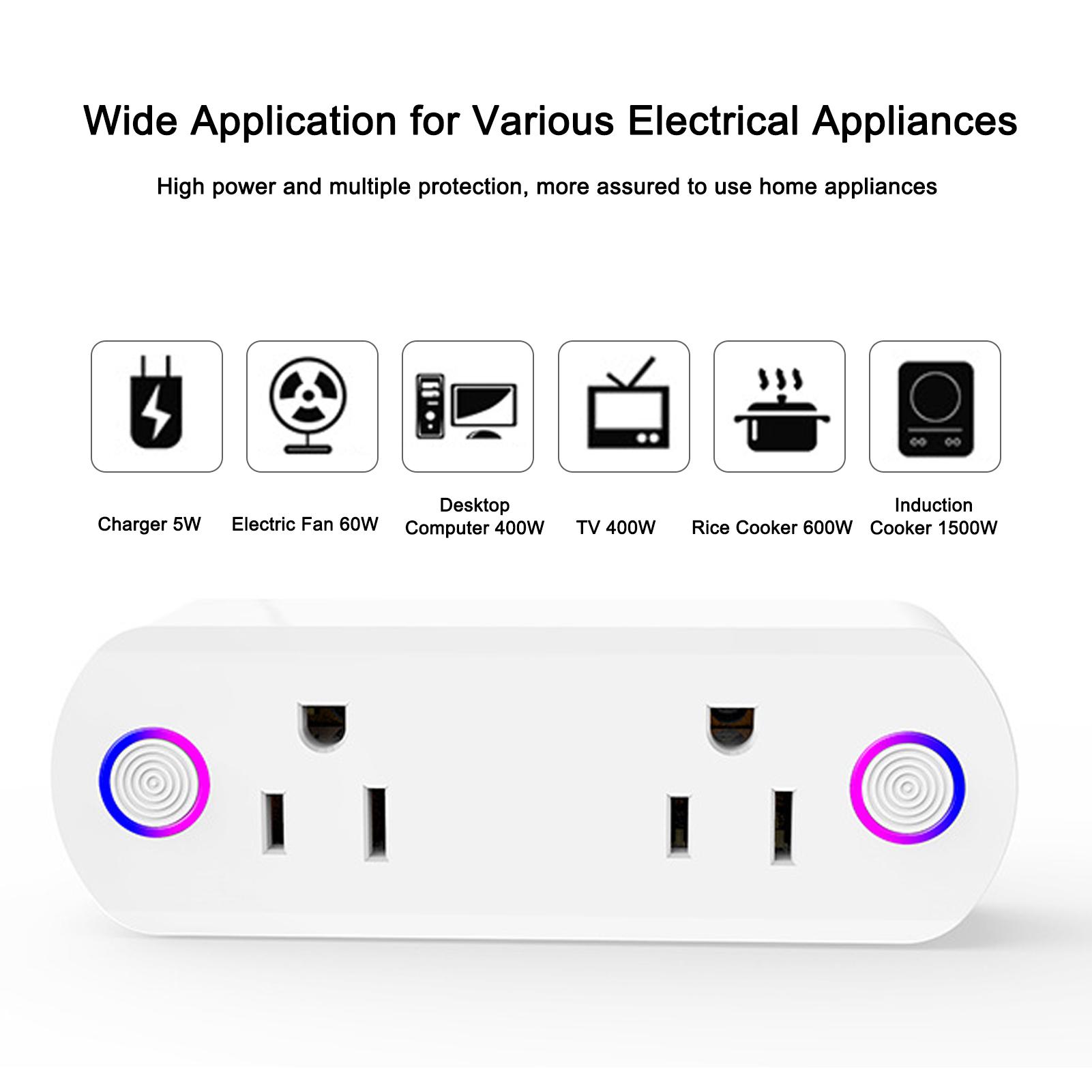 2 in 1 Smart Plug Socket Wireless Dual Power Socket with APP and Voice Control Timing Switch Overload Protection