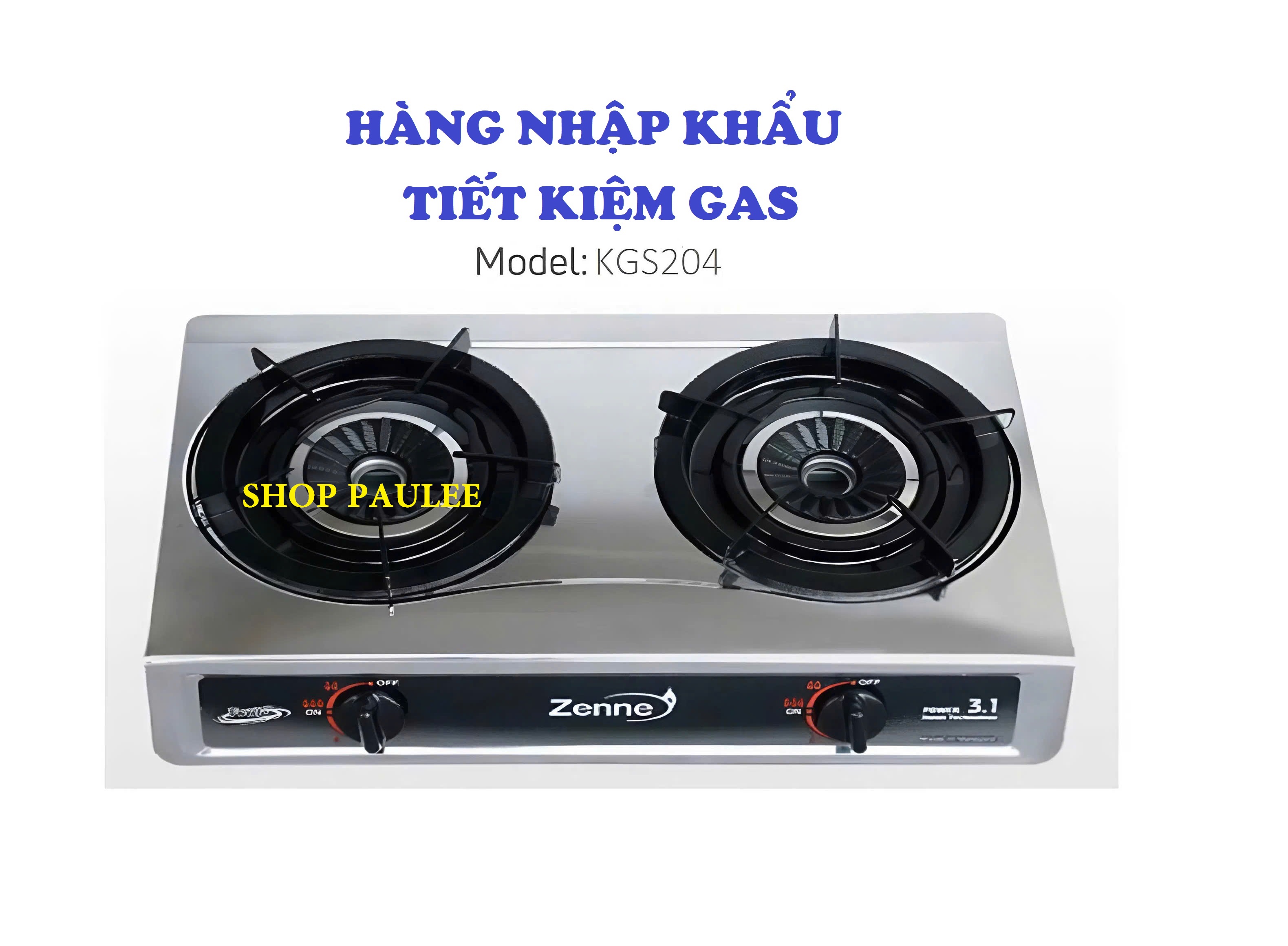 BẾP GAS ĐÔI ZENNE KGS 204 NHẬP KHẨU MALAYSIA – MẶT BẾP INOX - NGỌN LỬA MẠNH VÀ HỘI TỤ - TIẾT KIỆM GAS