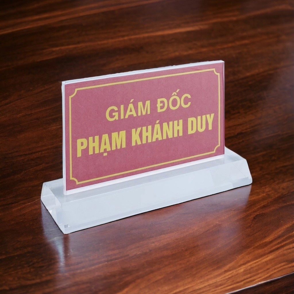 Kệ mica 2 mặt Enter E17A LR 8.5x15cm,đế 5.5x17cm dày 20mm vát 4 cạnh