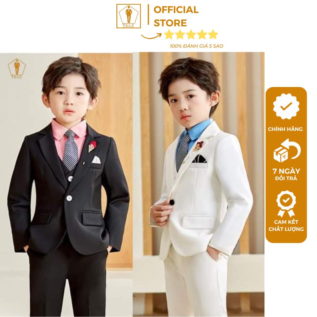 Set Bộ vest TRAZ trẻ em bé trai con nít trắng đen 10-45kg
