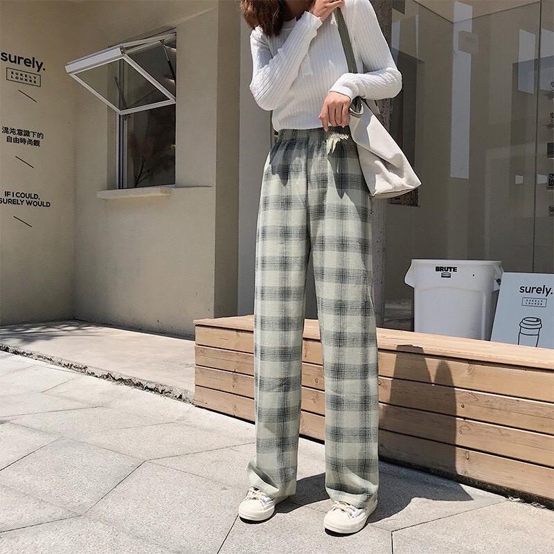 Quần culottes kẻ caro có khóa kéo OR14