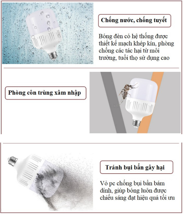 Bóng đèn led búp trụ 25w kín nước siêu sáng