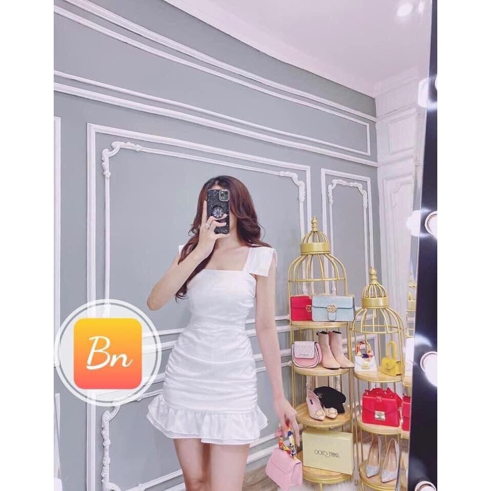 ĐẦM NHÚN 2 DÂY THIẾT KẾ CỔ VUÔNG THỜI TRANG