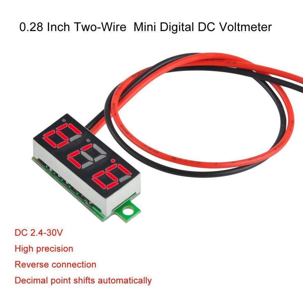 2 Wire DC 3.5-30V Digital Display Voltage Meter Voltmeter 0.28" LED Voltage Tester