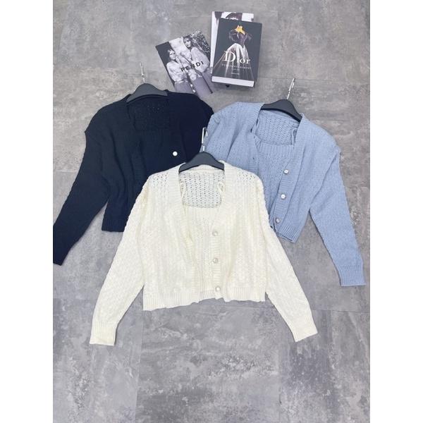 Set Len Áo 2 Dây Mix Khoác Len 3 Màu Siêu Xinh Có Ảnh Thật